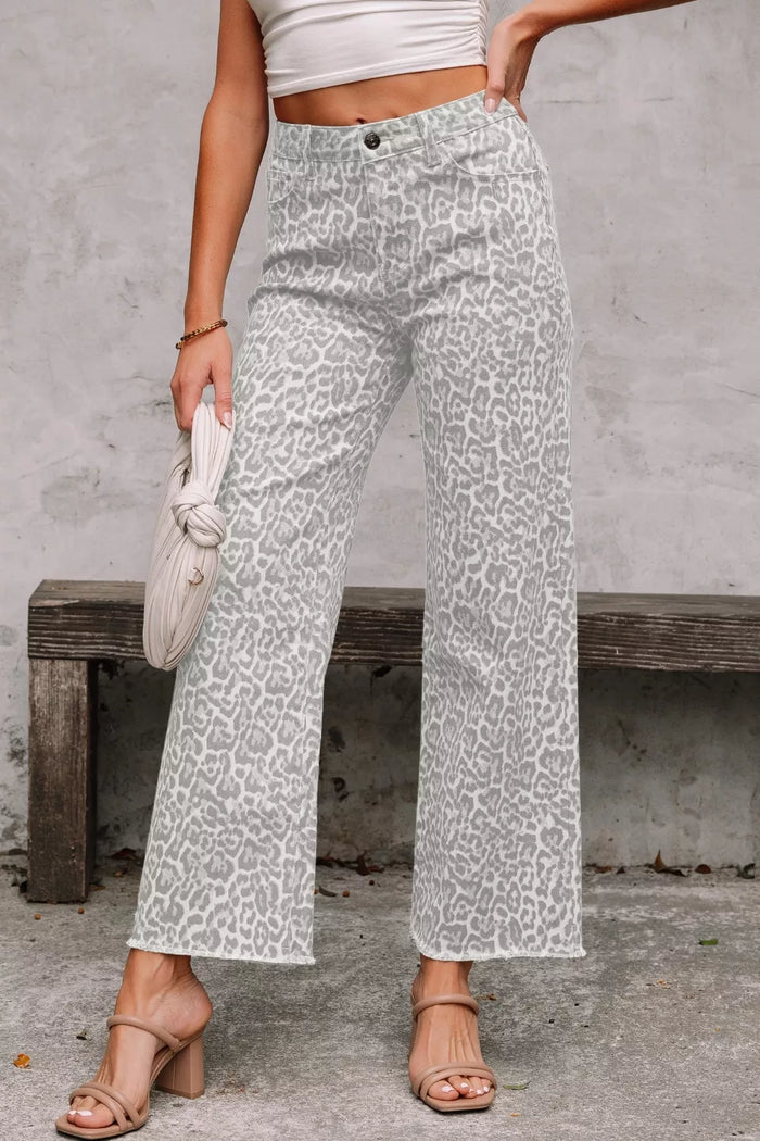 Freya Leopard Print Wide Leg Jeans