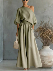 Maat One Shoulder Top and Wide Leg Pants Set — thumbnail 9