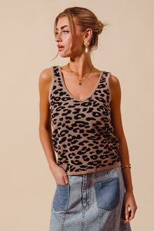 Demeter Leopard Knitted Lightweight V Neck Tank Top — thumbnail 8