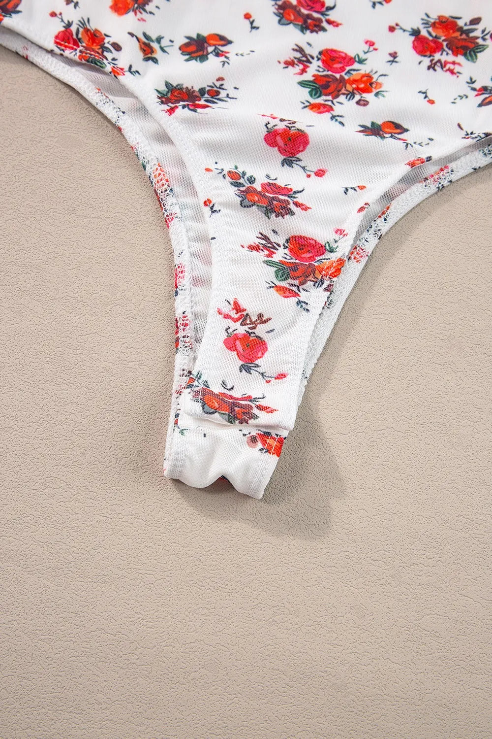 Olwen Floral Frilled Trim Spaghetti Straps Bodysuit — view 7