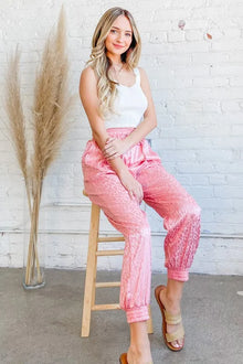 Lakshmi Satin Leopard Print Joggers — thumbnail 2