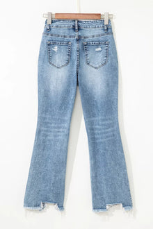Artemis Raw Hem Ripped Open Knee Fit Flare Jeans — thumbnail 4