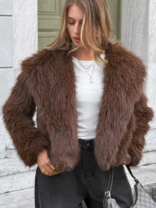 Durga Open Front Faux Fur Cropped Jacket — thumbnail 1