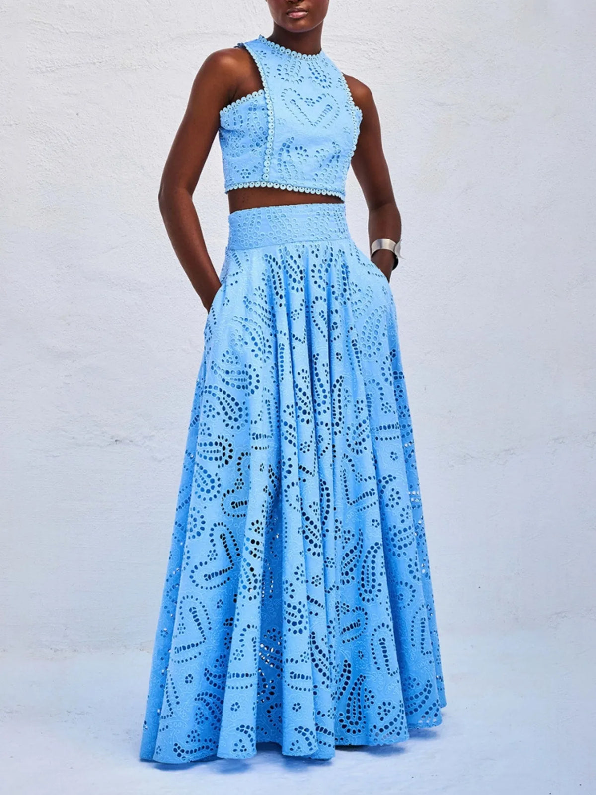 Aphrodite Eyelet Lace Top and Maxi Skirt Set — view 2