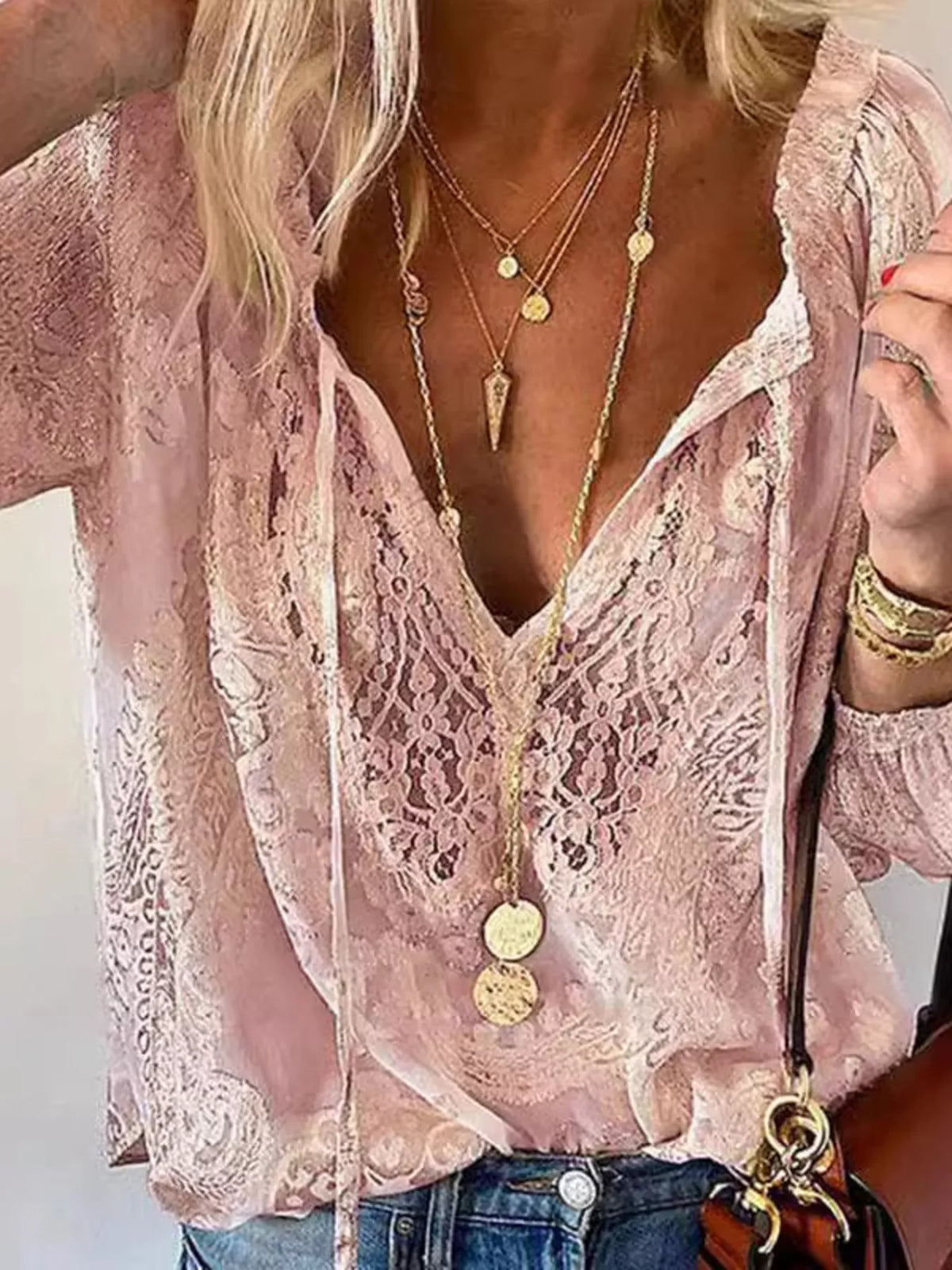 Morrigan Lace Tie-Neck Blouse — view 5
