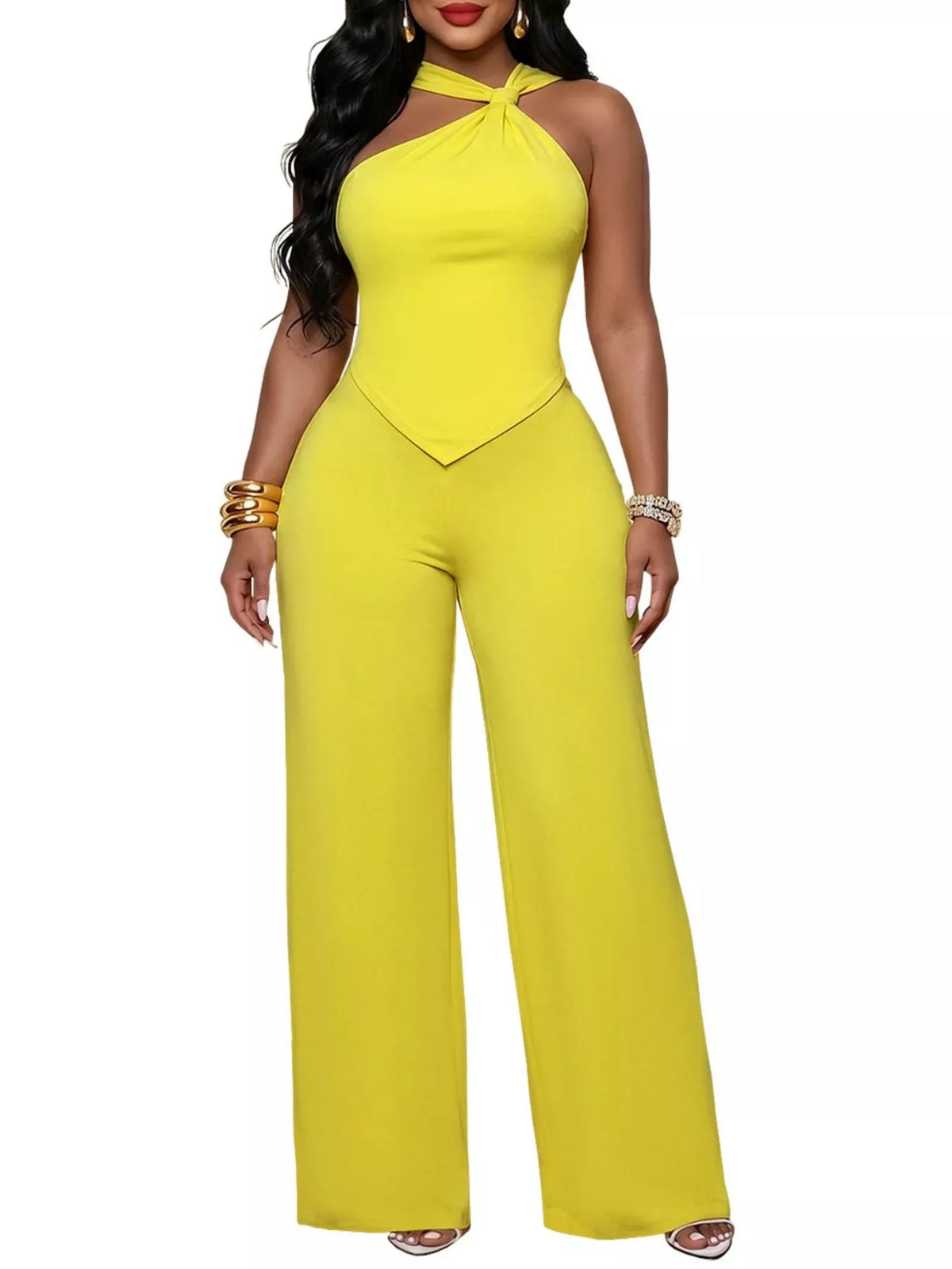 Eos Backless Twist Top and Wide-Leg Pants Set — view 3