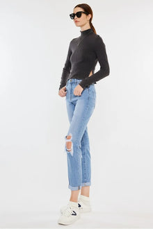 Pele High Rise Distressed Mom Jeans — thumbnail 6