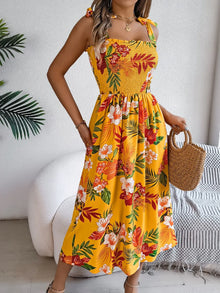 Persephone Smocked Floral Tie Shoulder Midi Dress — thumbnail 9