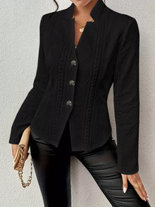 Athena Textured Knit Button-Front Blazer — thumbnail 5