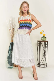 Selene Elastic Waist Lace Midi Skirt — thumbnail 4