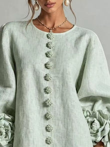 Olwen 3D Floral 3/4 Sleeve Mini Dress — thumbnail 10