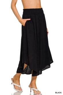 Pele Woven Crinkle Smocked Waist Maxi Skirt W Pockets — thumbnail 4
