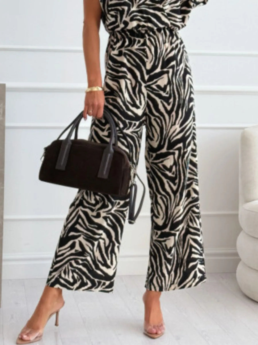 Hera Animal Print Wide Leg Jumpsuit styled in the studio