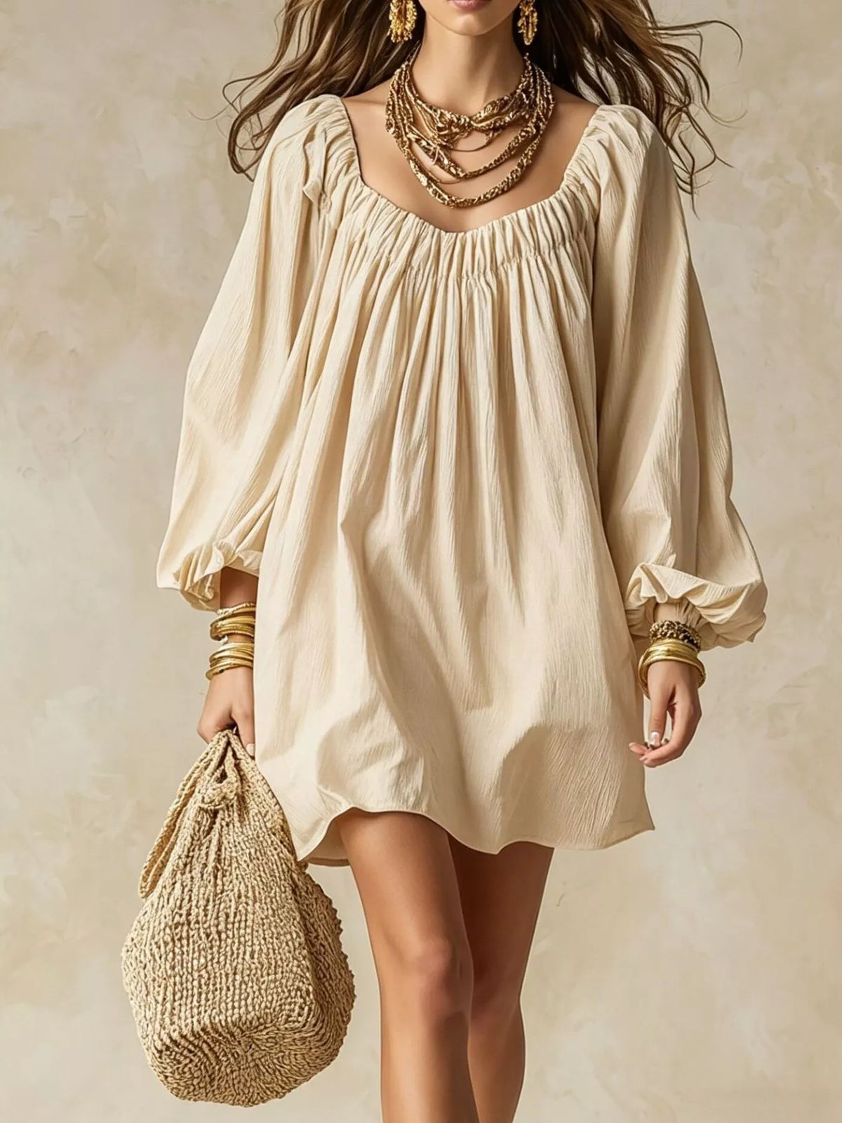 Oshun Flowy Balloon Sleeve Mini Dress — view 9