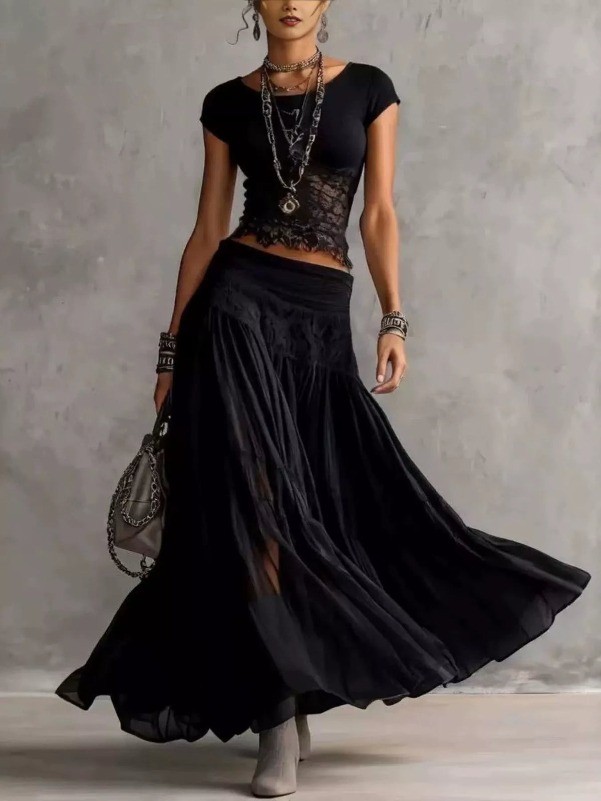 Morrigan Lace Slim Fit Top and Maxi Skirt Set — view 7