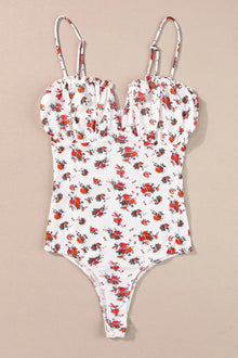 Olwen Floral Frilled Trim Spaghetti Straps Bodysuit — thumbnail 4