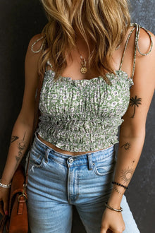 Iris Tied Smocked Printed Square Neck Cami — thumbnail 3