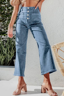 Lakshmi Button Fly Cropped Wide Leg Jeans — thumbnail 2