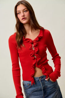 Pele Cascade Ruffle Ribbed Sweater Cardgian — thumbnail 25