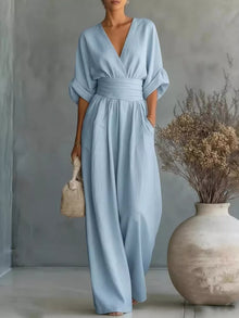 Hera Half Sleeve Wide Leg Jumpsuit — thumbnail 1