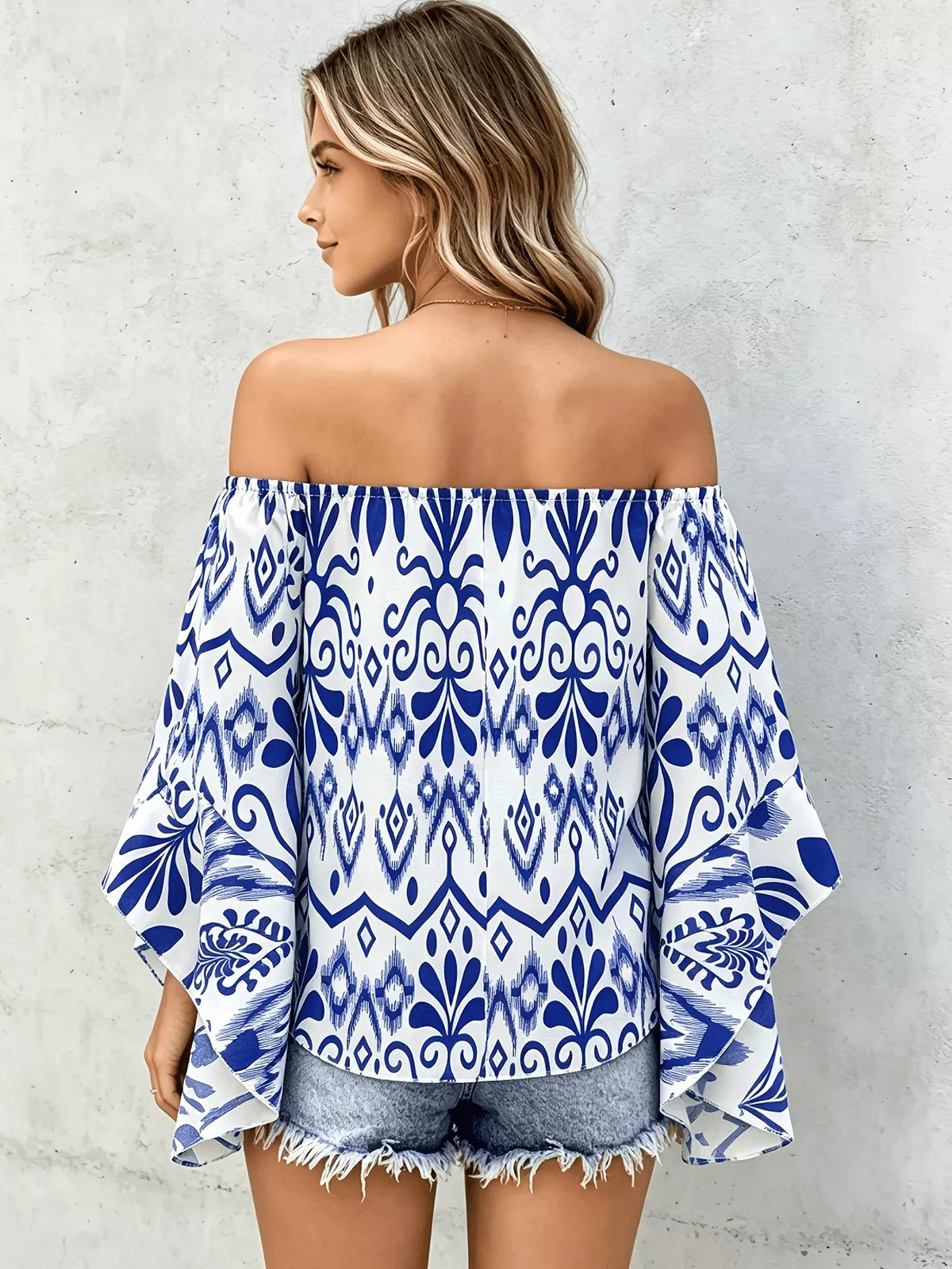 Eir Printed Off Shoulder Blouse — view 10