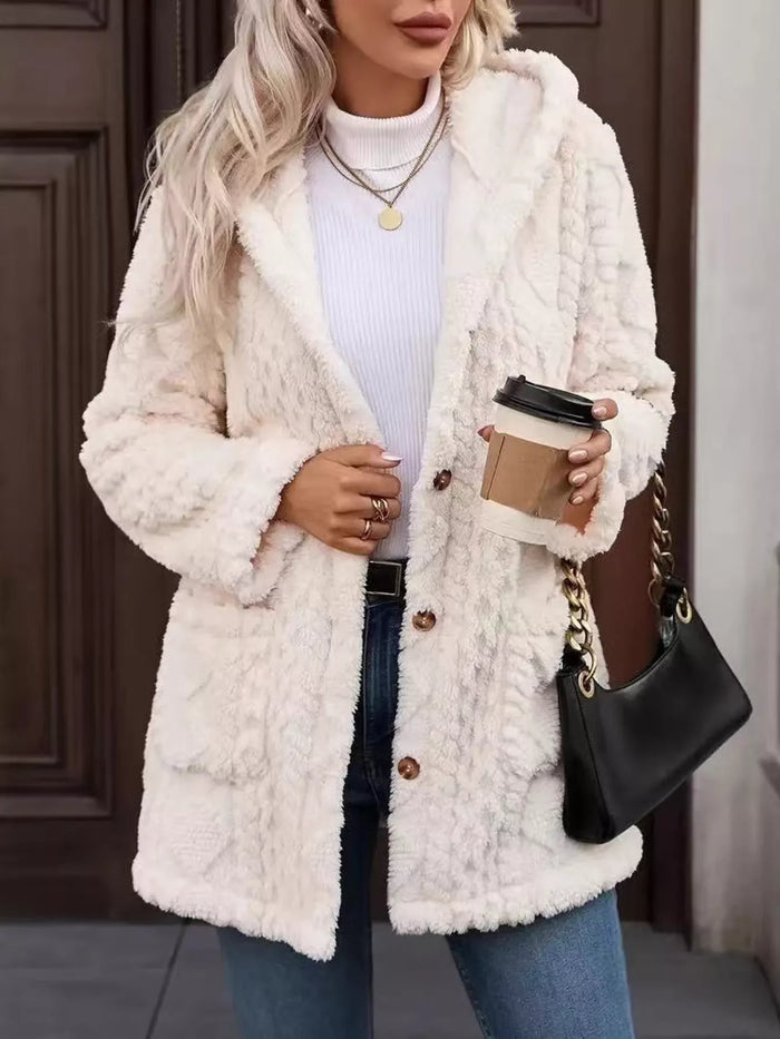 Vesta Cozy Button Up Hooded Fleece Outerwear