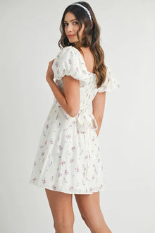 Persephone Floral Puff Sleeve Mini Dress — thumbnail 3