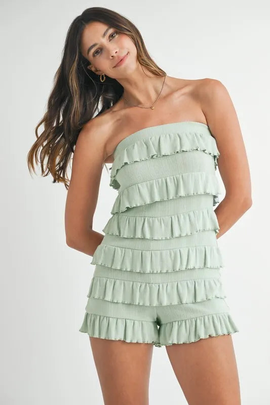 Gaia Ruffled Tube Romper