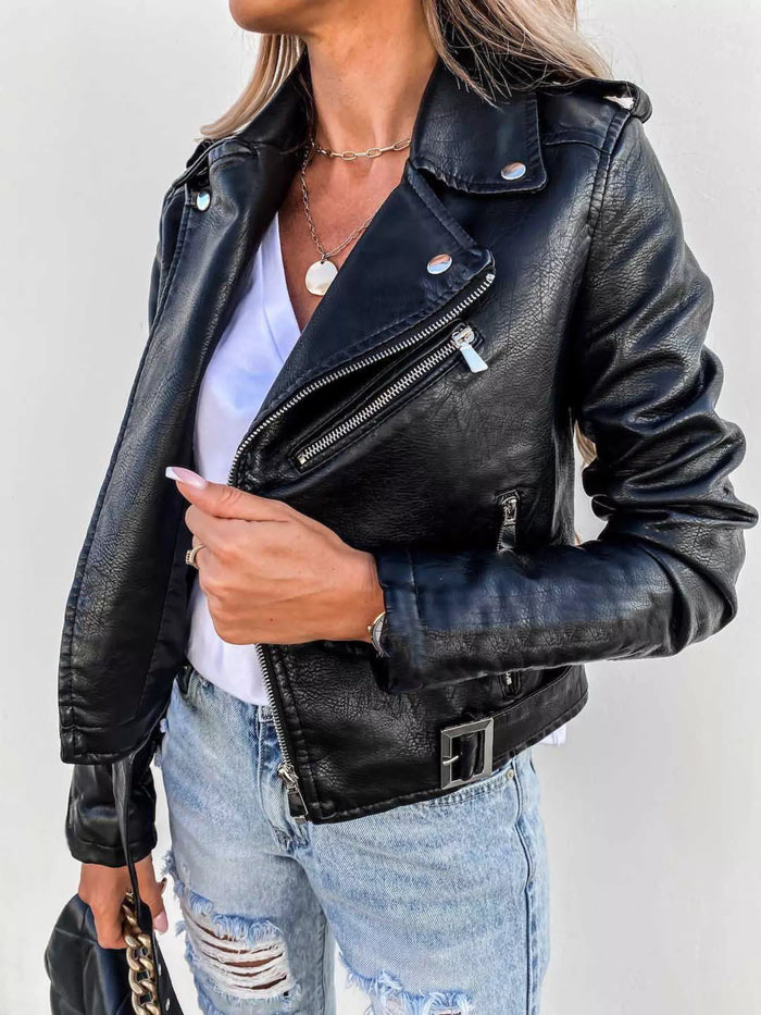 Sekhmet Zip Up Leather Motorcycle Biker Jacket