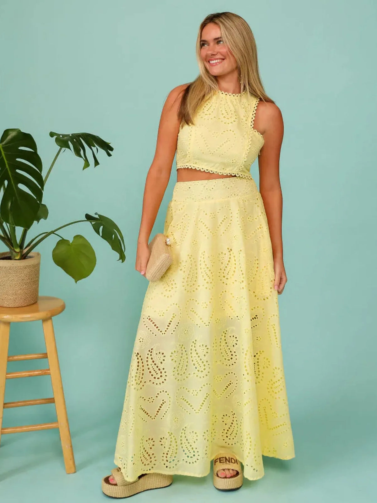 Aphrodite Eyelet Lace Top and Maxi Skirt Set — view 9