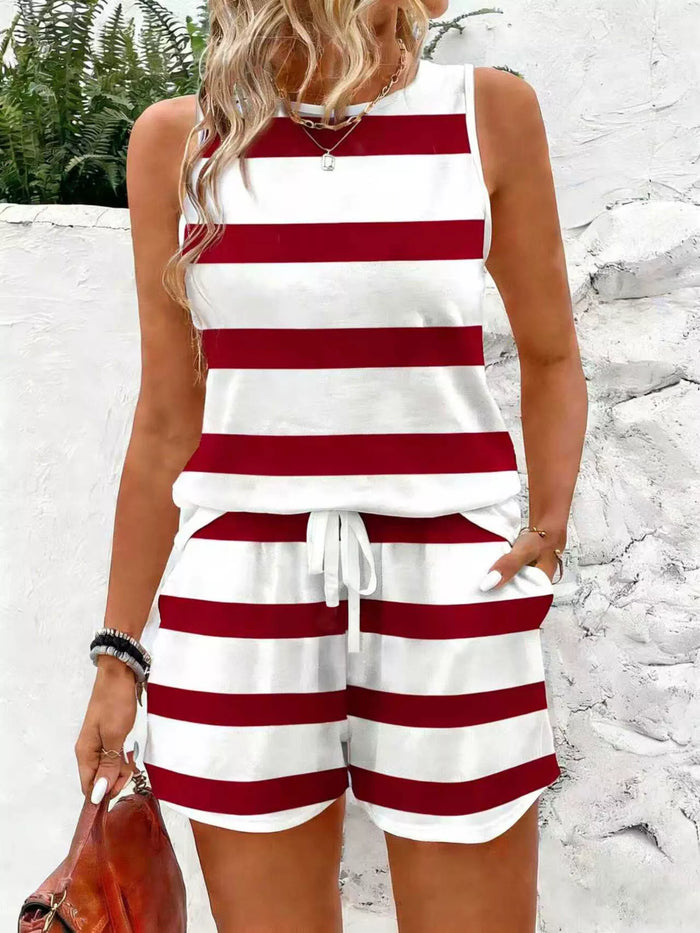 Sekhmet Striped Tank Top and Shorts Set