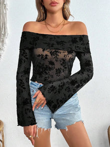 Nyx Off-Shoulder Flare Sleeve Lace Top — thumbnail 4