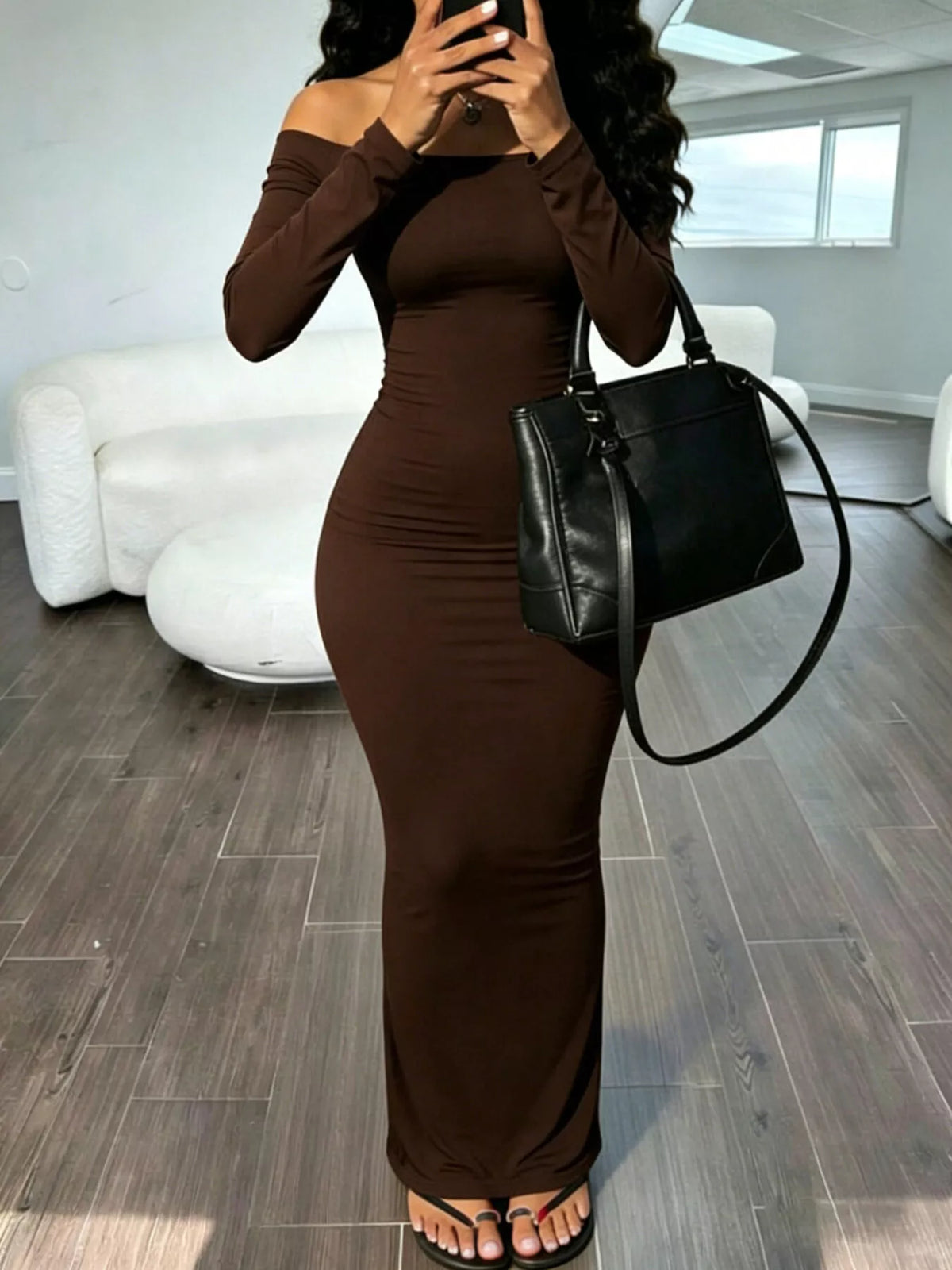 Demeter Off-Shoulder Bodycon Maxi Dress — view 2