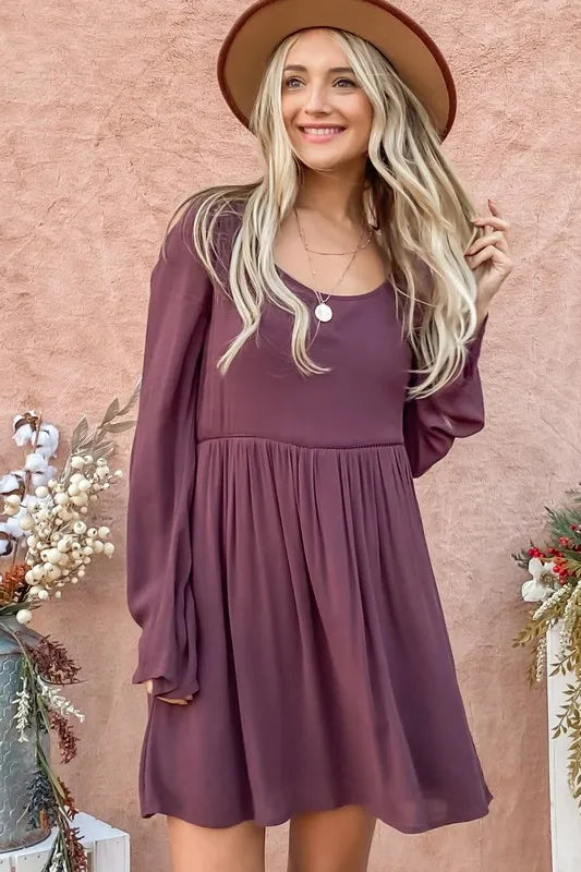 Aphrodite Back Lace Button Down Detail Bell Sleeve Dress — view 6