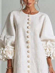 Olwen 3D Floral 3/4 Sleeve Mini Dress — thumbnail 4