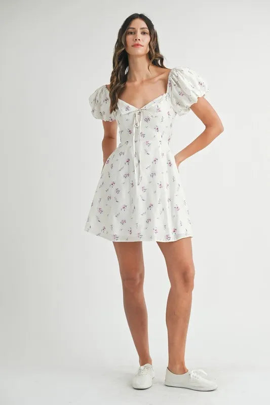 Persephone Floral Puff Sleeve Mini Dress — view 13