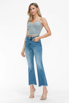 Artemis Raw Hem Distressed Mid Rise Crop Jeans — thumbnail 5