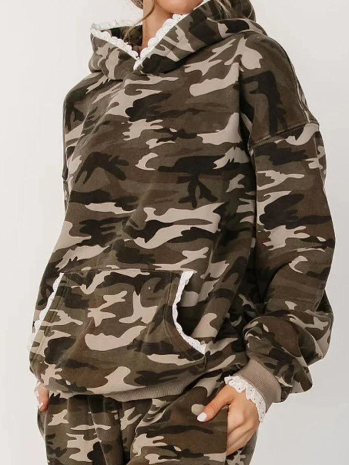 Nyx Lace Trim Kangaroo Pocket Hoodie — view 24