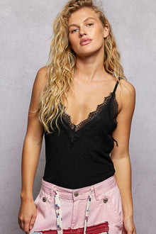 Gaia Lace Detail V-Neck Ribbed Cami — thumbnail 1