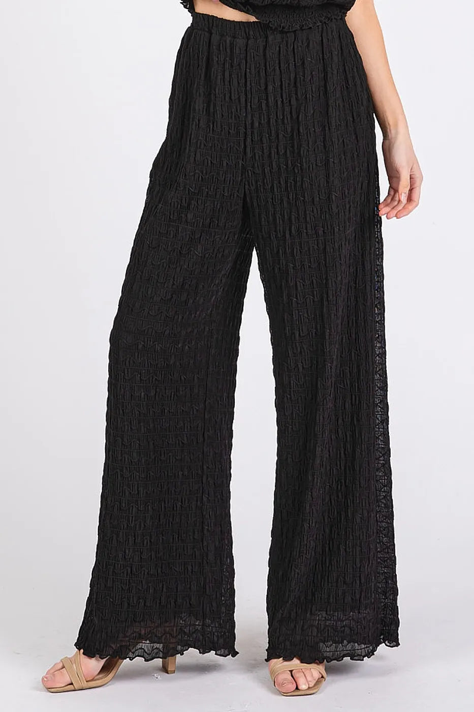 Sekhmet Textured Stretchy Crop Tank and Pants Set — view 5