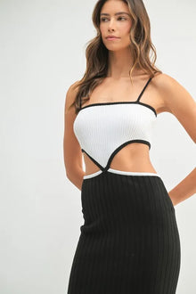 Kali Ribbed Knit Color Block Cutout Midi Dress — thumbnail 11