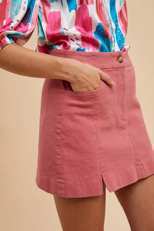 Kali Comfort Stretch Cotton Slit Detailed Mini Skirt — view 4