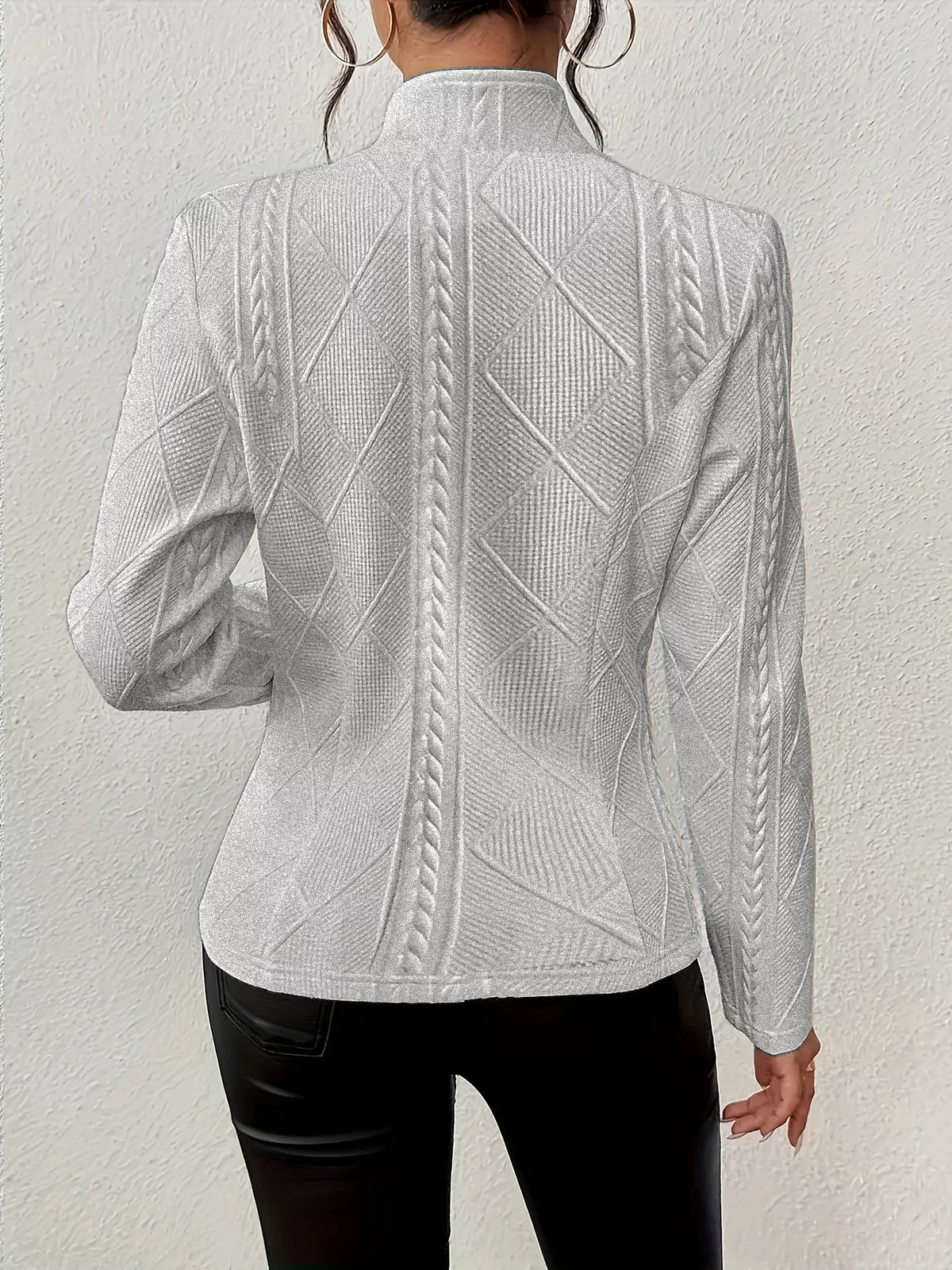 Athena Textured Knit Button-Front Blazer — view 15