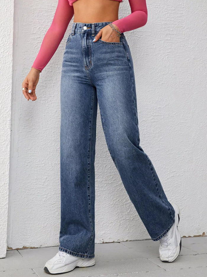 Artemis High-Waisted Wide-Leg Washed Jeans