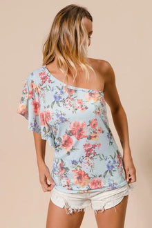 Olwen Floral Printed Jersey Knit Ruffle Sleeve Top — thumbnail 5