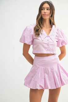 Aurora Puff Sleeve Button Down Top and Bubble Skirt Set — thumbnail 1