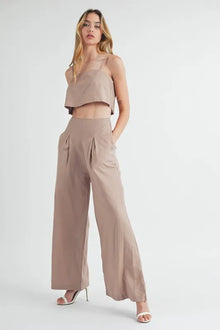 Rhea Linen Mix Crop Cami and Wide Leg Pants Set — thumbnail 2