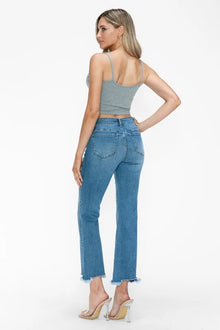 Artemis Raw Hem Distressed Mid Rise Crop Jeans — thumbnail 3