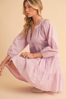 Inanna Aemi + Co Notched Balloon Sleeve Tiered Mini Dress — thumbnail 8