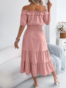 Venus Smocked Off-Shoulder Tiered Dress — thumbnail 5